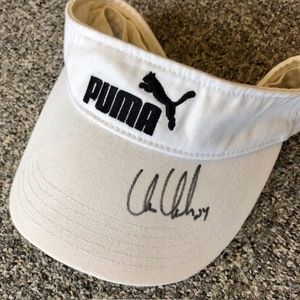 Puma White Visor Autographed by Chris Chelios Adjustable Size OS